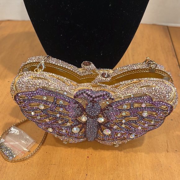 Butterfly pink gold and amethyst & aurora boriales  smoky topaz clasp with chain - Picture 7 of 8